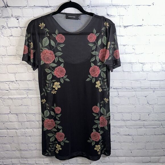 👗 MinkPink Mesh Overlay Tee Dress - Size XS - Picture 4 of 6